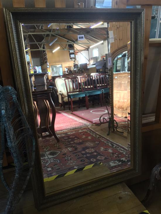 Gilt picture frame fitted bevelled mirror plate